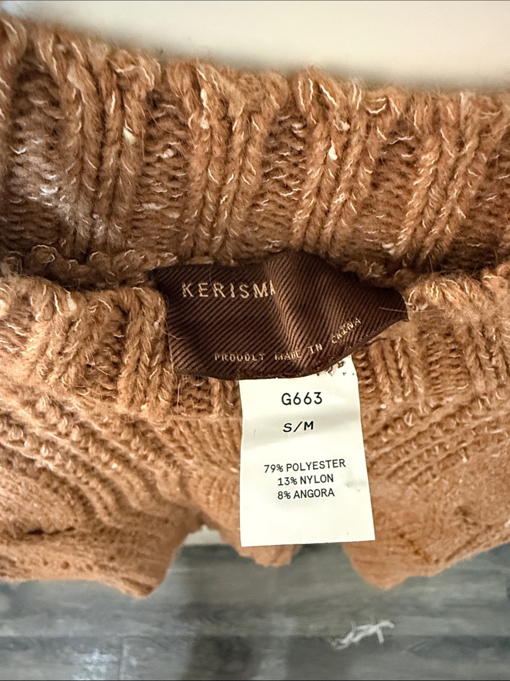 Kerisma Cable Knit Sleeveless Turtleneck Vest - Chestnut Brown - Picture 2 of 3